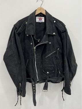 Vtg Camel Styles Biker Denim Jean Jacket tee shirt sweater